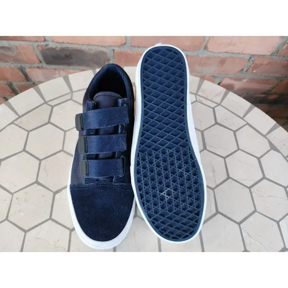 VANS Old Skool V Surplus Nylon Mens Sz 7.5 Dress Blues Navy White Luxury Rare
