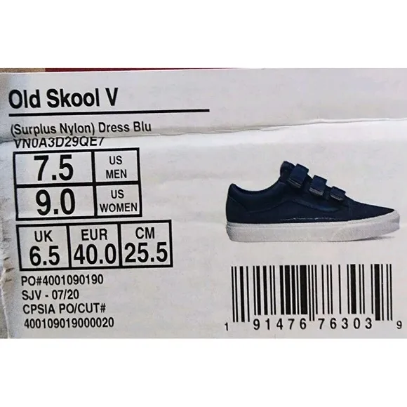 VANS Old Skool V Surplus Nylon Mens Sz 7.5 Dress Blues Navy White Luxury Rare