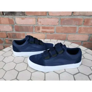 VANS Old Skool V Surplus Nylon Mens Sz 7.5 Dress Blues Navy White Luxury Rare
