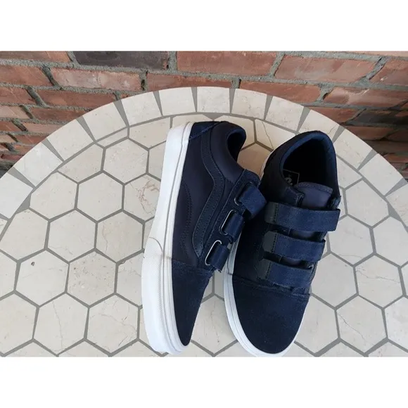 VANS Old Skool V Surplus Nylon Mens Sz 7.5 Dress Blues Navy White Luxury Rare