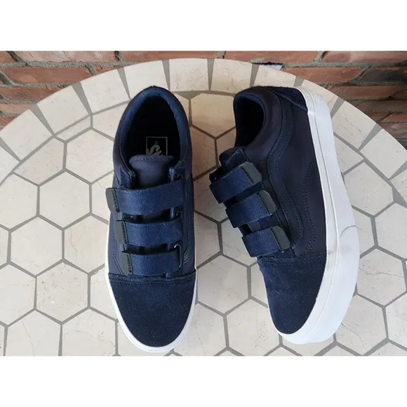 VANS Old Skool V Surplus Nylon Mens Sz 7.5 Dress Blues Navy White Luxury Rare