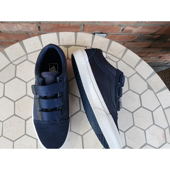 VANS Old Skool V Surplus Nylon Mens Sz 7.5 Dress Blues Navy White Luxury Rare