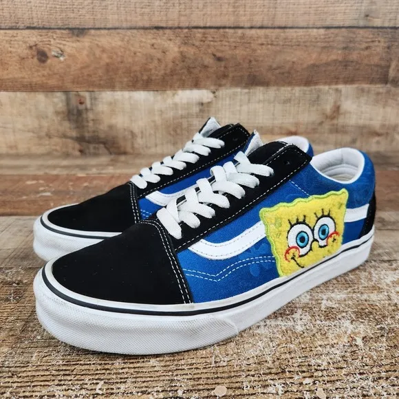 Vans Old Skool x Sponge Bob Smile Patch Men Size 8 Women's 9.5 Blue Sneakers