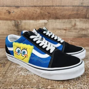 Vans Old Skool x Sponge Bob Smile Patch Men Size 8 Women's 9.5 Blue Sneakers