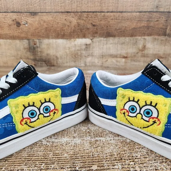 Vans Old Skool x Sponge Bob Smile Patch Men Size 8 Women's 9.5 Blue Sneakers