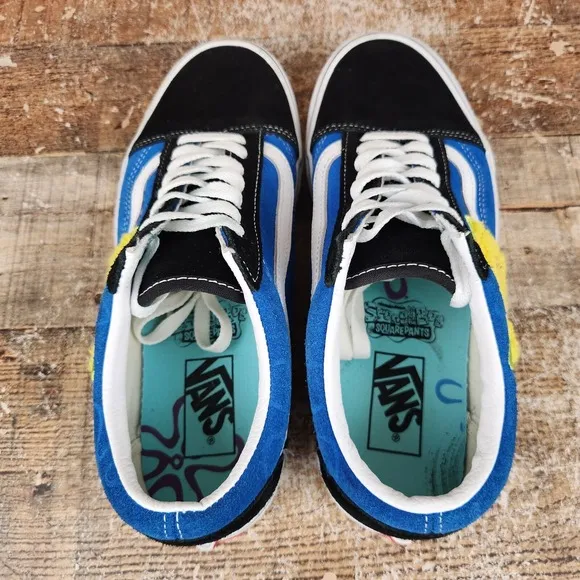 Vans Old Skool x Sponge Bob Smile Patch Men Size 8 Women's 9.5 Blue Sneakers
