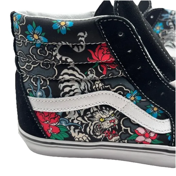 Vans SK8-Hi Tiger Floral Mens Size 9.5 M - White Skateboarding Casual Sneakers