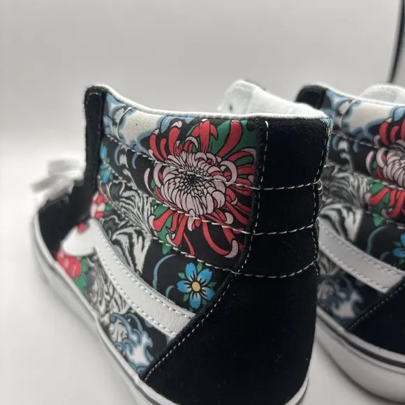 Vans SK8-Hi Tiger Floral Mens Size 9.5 M - White Skateboarding Casual Sneakers