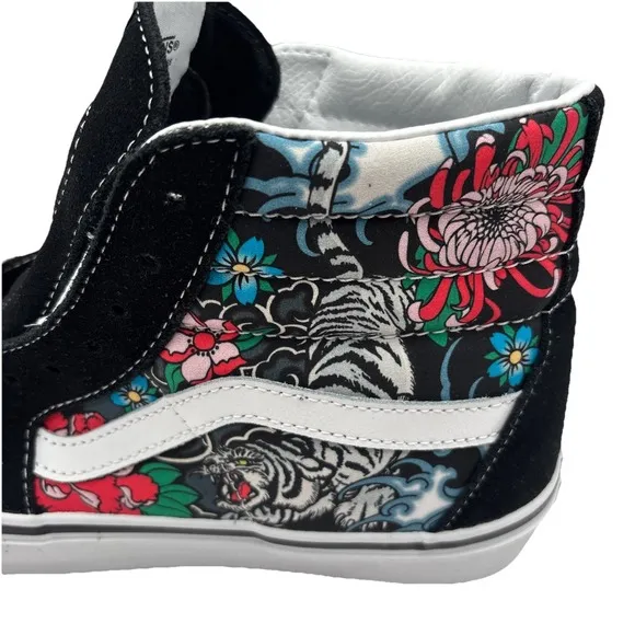 Vans SK8-Hi Tiger Floral Mens Size 9.5 M - White Skateboarding Casual Sneakers