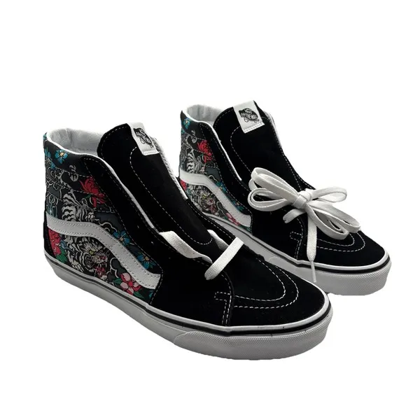 Vans SK8-Hi Tiger Floral Mens Size 9.5 M - White Skateboarding Casual Sneakers