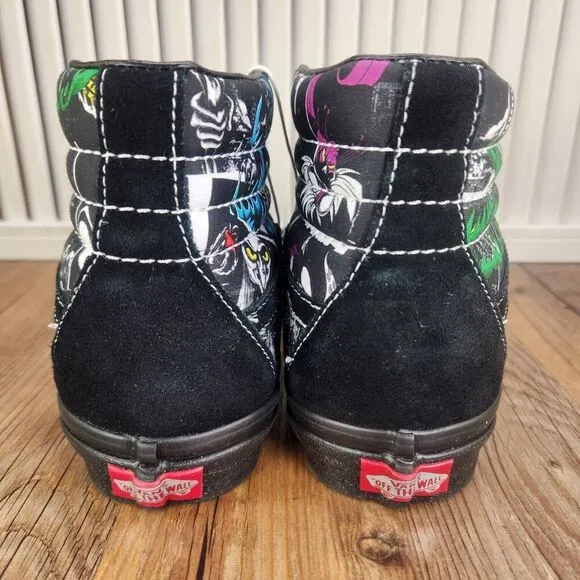 Vans Sk8-Hi Disney Villains Womens 7.5 Black Suede Skateboarding Sneakers Shoes