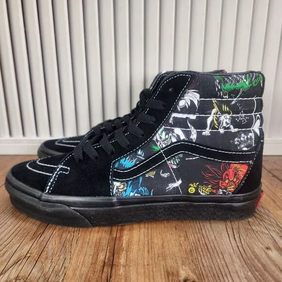 Vans Sk8-Hi Disney Villains Womens 7.5 Black Suede Skateboarding Sneakers Shoes