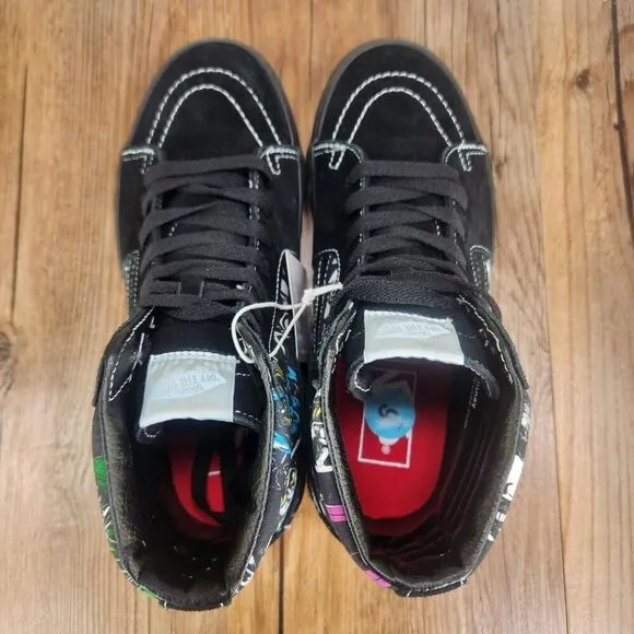 Vans Sk8-Hi Disney Villains Womens 7.5 Black Suede Skateboarding Sneakers Shoes