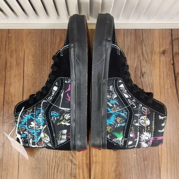Vans Sk8-Hi Disney Villains Womens 7.5 Black Suede Skateboarding Sneakers Shoes