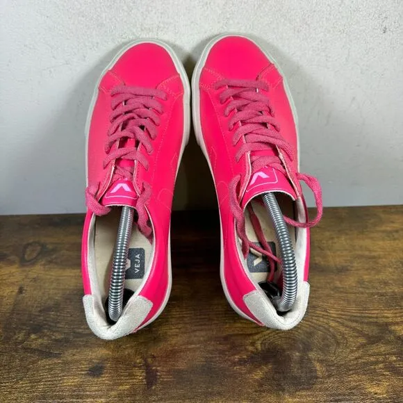 Veja Campo Hot Pink‎ White Rare Lace Up Shoes Sneakers Women's Size 9