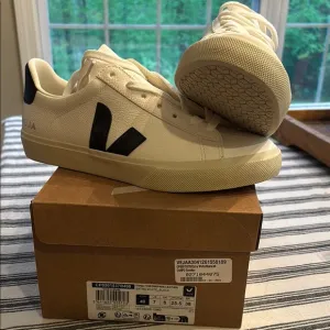 Veja Cream and Black Sneakers