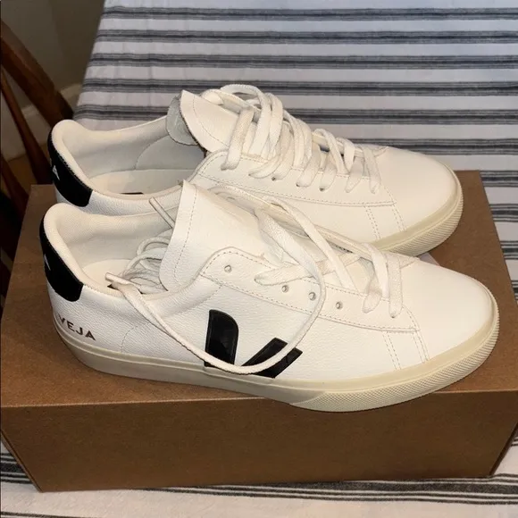Veja Cream and Black Sneakers