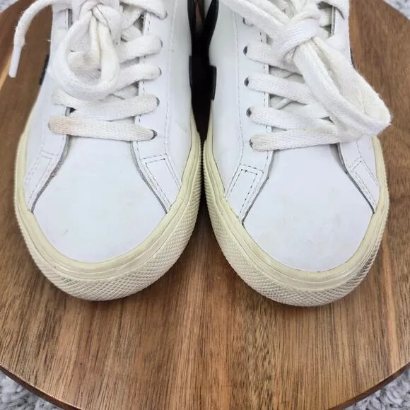 Veja Esplar Low White Black Leather Lace Up Casual Daily Sneakers Womens 4