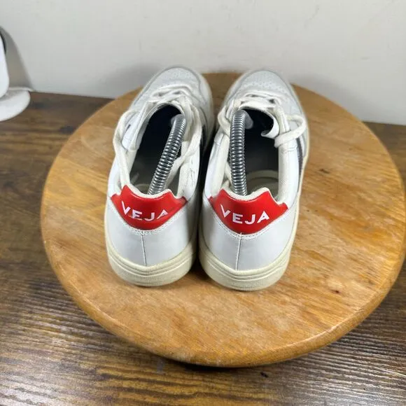Veja V-10 White Red Lace Up Athletic Shoes Sneakers Women's Size 8