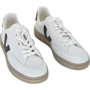 Veja V-12 Men's White Leather Sneakers with Black Accents Size 9