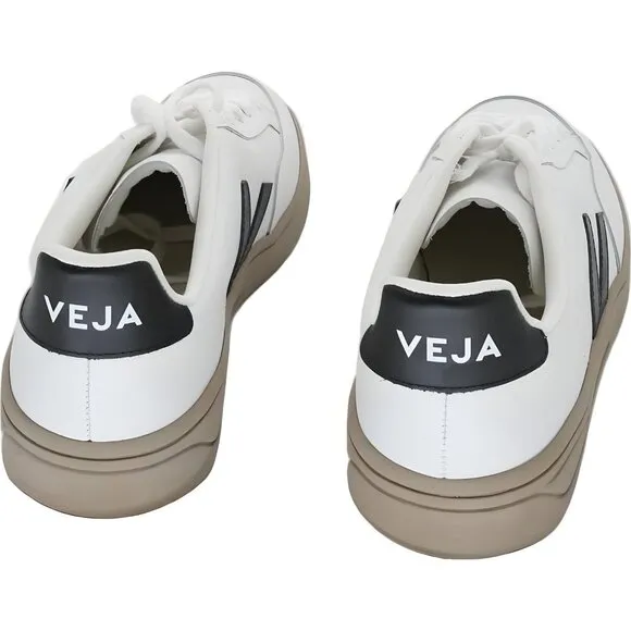 Veja V-12 Men's White Leather Sneakers with Black Accents Size 9