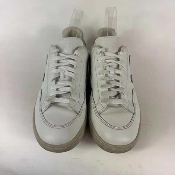 Veja V12 Sneakers Women's 8 White Purple Leather Lace-Up Low Top Running Shoes
