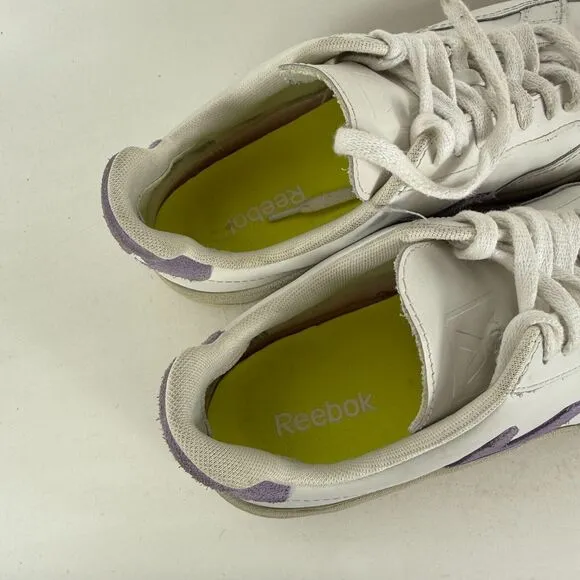 Veja V12 Sneakers Women's 8 White Purple Leather Lace-Up Low Top Running Shoes