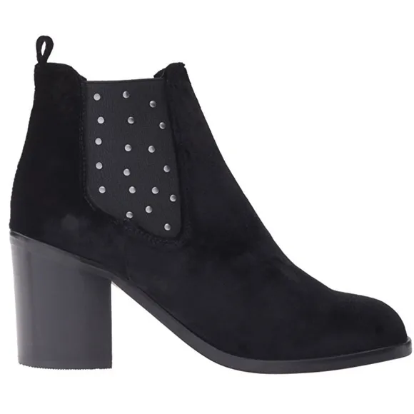 Velvet Studded Block Heel Boots