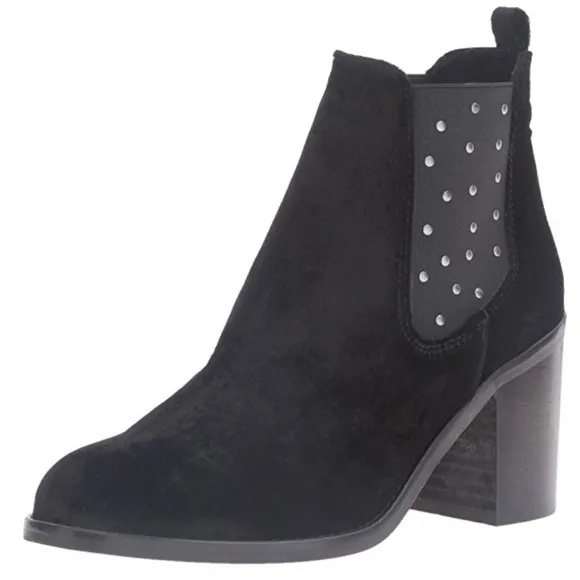 Velvet Studded Block Heel Boots