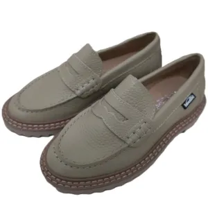 Venettini Kids Beige Moccasins Slip-On Loafers Textured Thick Sole Size 26 New