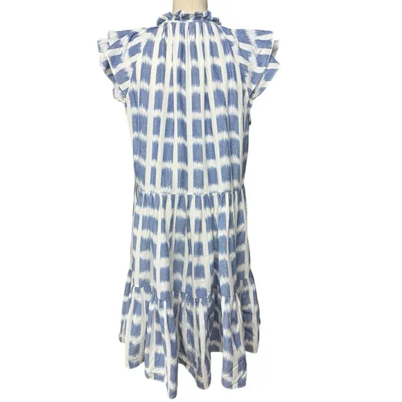 VERONICA BEARD Zee Ikat Flutter Sleeve Ruffle Tiered Mini Dress Size 8