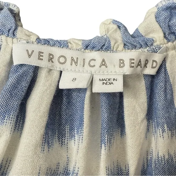 VERONICA BEARD Zee Ikat Flutter Sleeve Ruffle Tiered Mini Dress Size 8