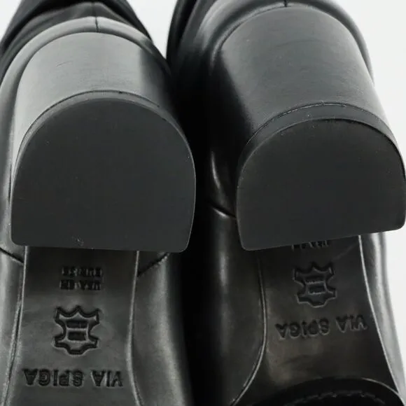 Via Spiga Boots Womens 6 M Black Leather Slouchy Mid Calf Naren New in Box
