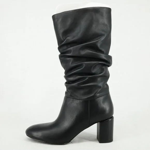 Via Spiga Boots Womens 6 M Black Leather Slouchy Mid Calf Naren New in Box