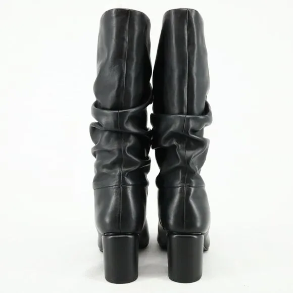 Via Spiga Boots Womens 6 M Black Leather Slouchy Mid Calf Naren New in Box