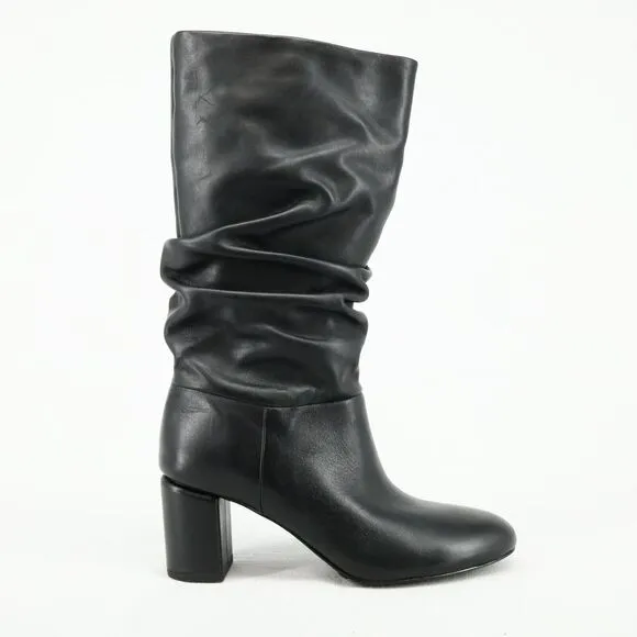 Via Spiga Boots Womens 6 M Black Leather Slouchy Mid Calf Naren New in Box