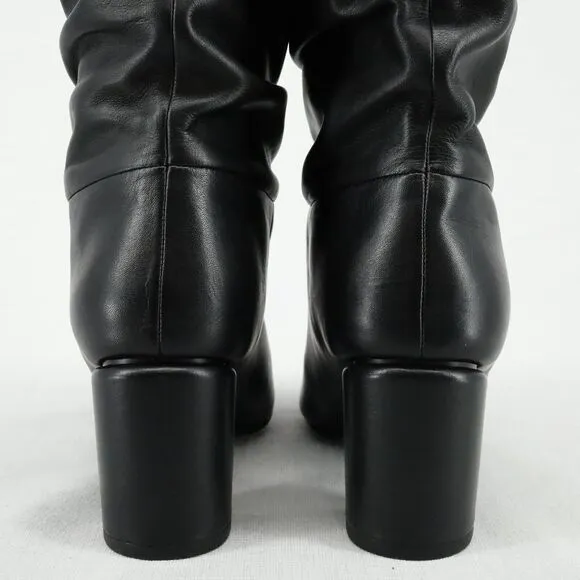 Via Spiga Boots Womens 6 M Black Leather Slouchy Mid Calf Naren New in Box