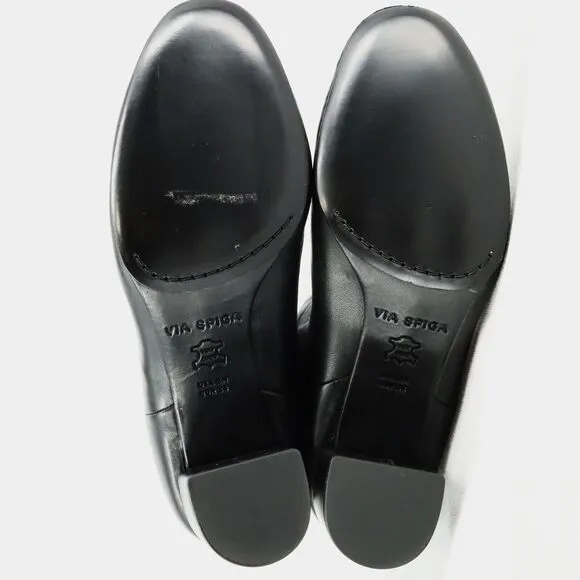 Via Spiga Boots Womens 6 M Black Leather Slouchy Mid Calf Naren New in Box