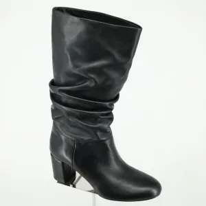 Via Spiga Boots Womens 6 M Black Leather Slouchy Mid Calf Naren New in Box