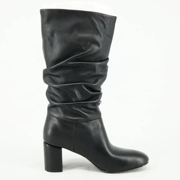 Via Spiga Boots Womens 6 M Black Leather Slouchy Mid Calf Naren New in Box