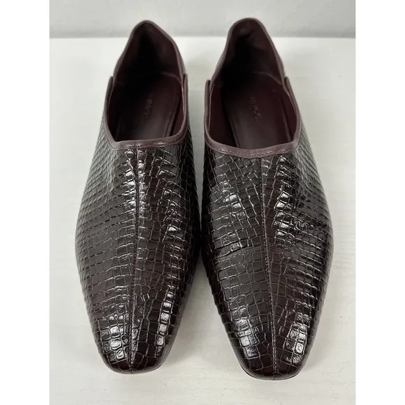 Vince Branine Slip-On Loafers Croc Embossed Women's Size 11M (EUR 41) Leather