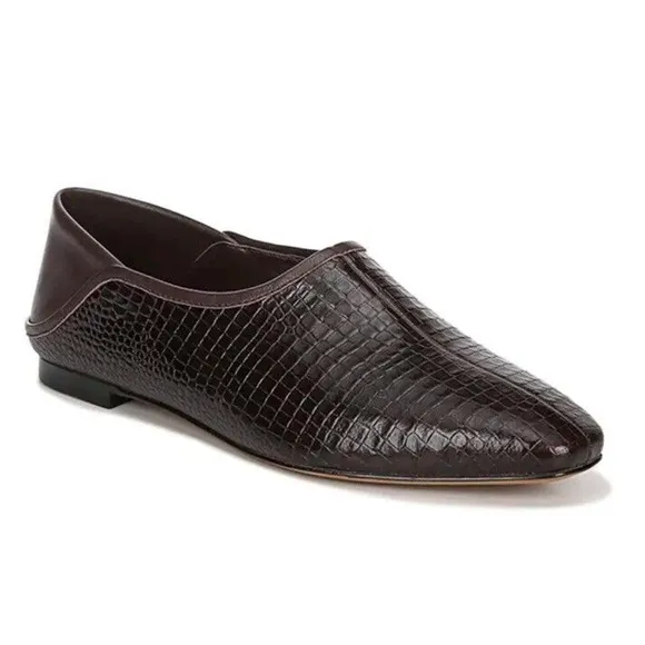 Vince Branine Slip-On Loafers Croc Embossed Women's Size 11M (EUR 41) Leather