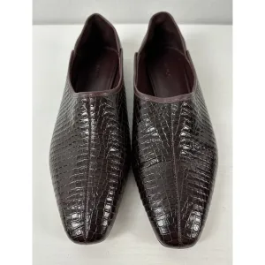 Vince Branine Slip-On Loafers Croc Embossed Women's Size 11M (EUR 41) Leather