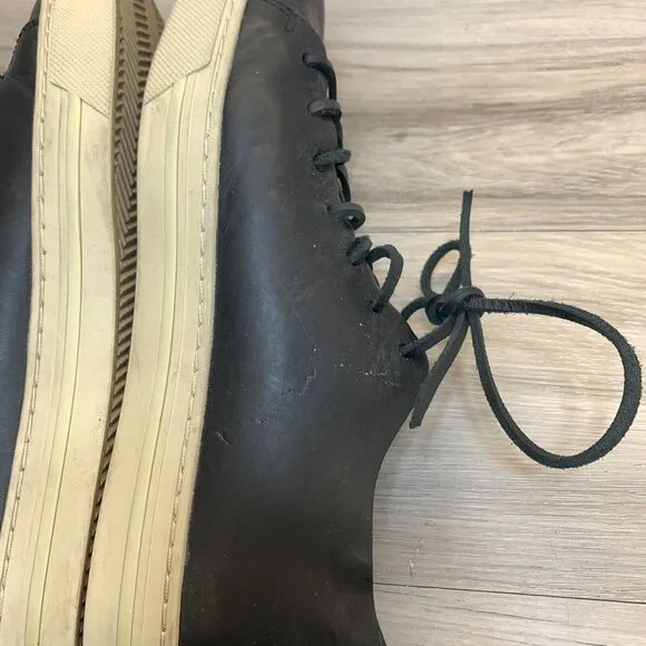 Vince Collins Black Leather Casual Lace Up Daily Lifestyle Sneakers Mens 9.5 43