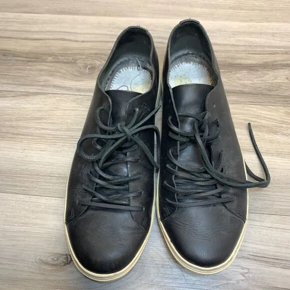 Vince Collins Black Leather Casual Lace Up Daily Lifestyle Sneakers Mens 9.5 43
