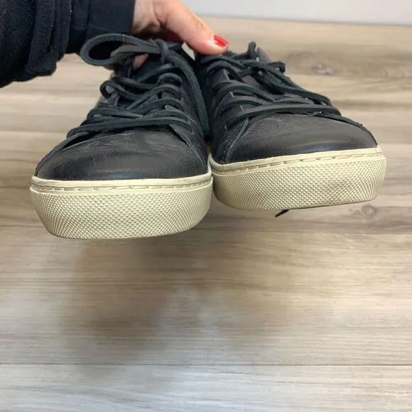 Vince Collins Black Leather Casual Lace Up Daily Lifestyle Sneakers Mens 9.5 43