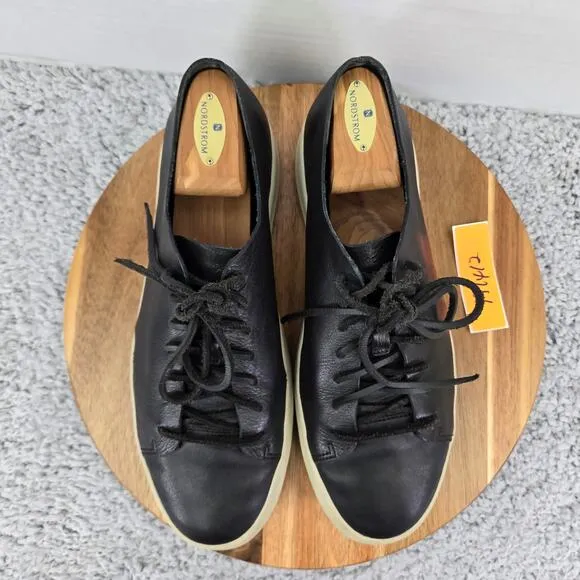 Vince Collins Black Leather Casual Lace Up Daily Lifestyle Sneakers Mens 9.5 M