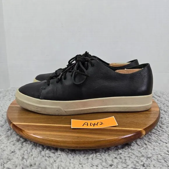 Vince Collins Black Leather Casual Lace Up Daily Lifestyle Sneakers Mens 9.5 M