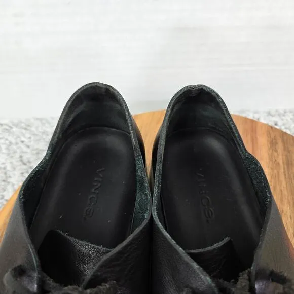 Vince Collins Black Leather Casual Lace Up Daily Lifestyle Sneakers Mens 9.5 M