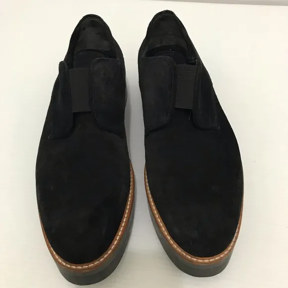 Vince Davy Suede Leather Black Platform Oxford Loafers Sneaker Size 9M